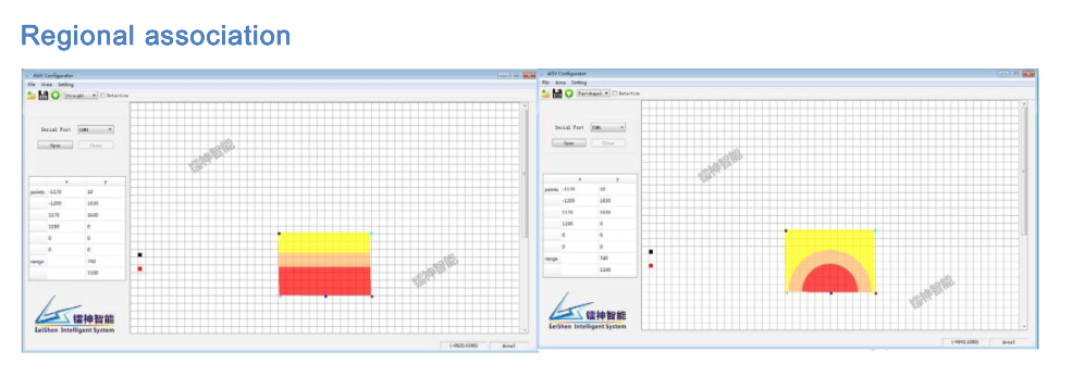 configuración del área del escáner lidar anticolisión